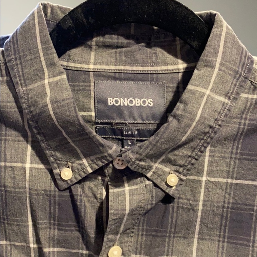 Bonobos Men’s Large grey plaid shirt